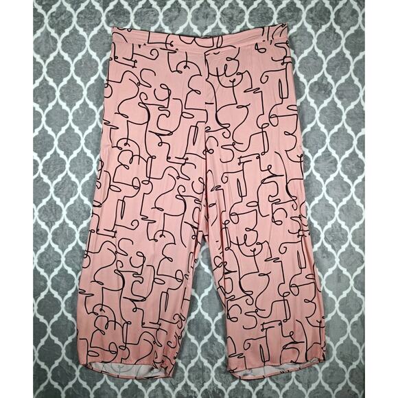 ELOQUII Pajamas 2 Piece Set Womens 24/26 Pink Abstract Print Plus Size Rayon - Picture 8 of 16